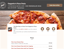 Tablet Screenshot of geppettospizzapasta.com